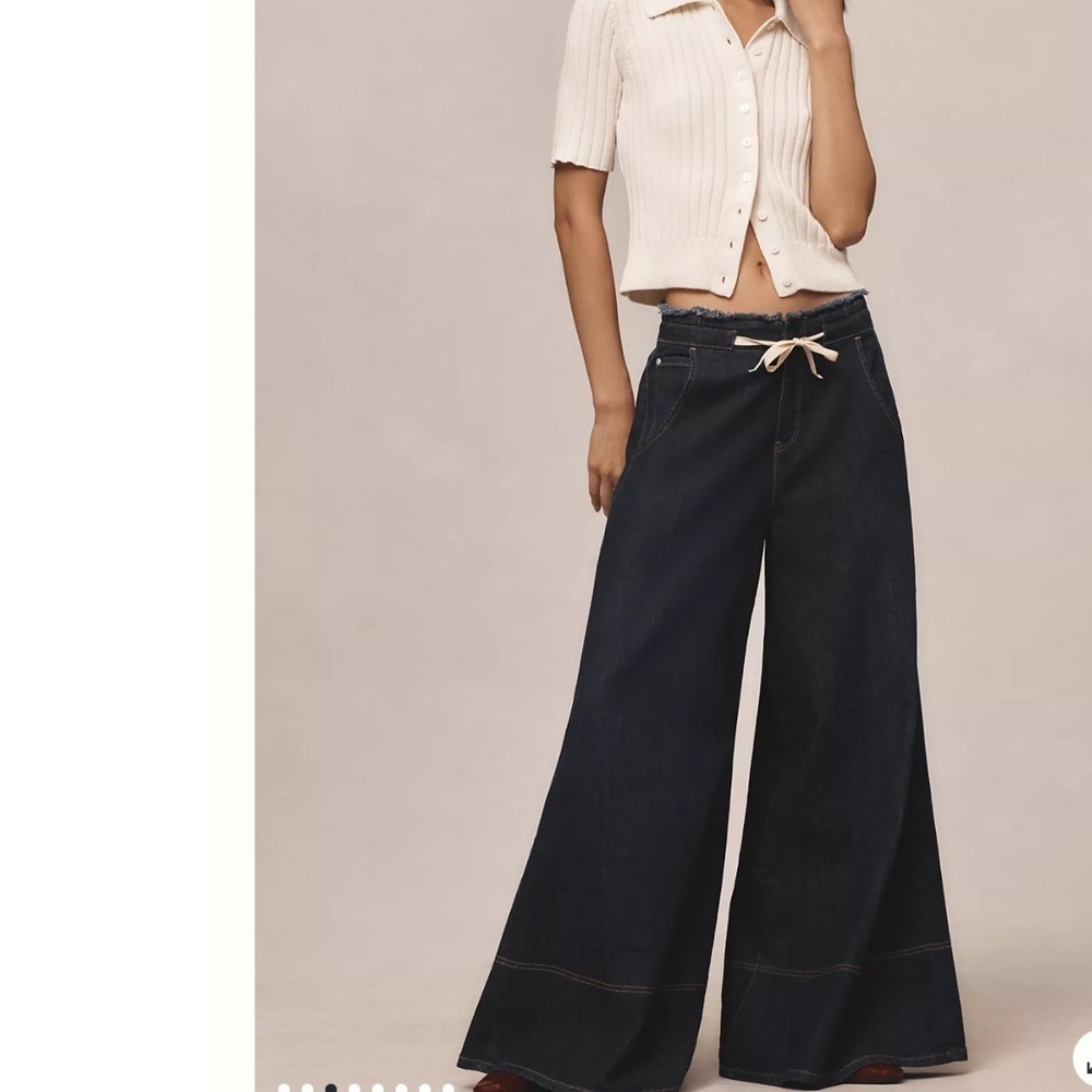 PILCRO ANTHROPOLOGIE The Tenney Drawstring‎ Wide-Leg Flare Jeans Size 32
